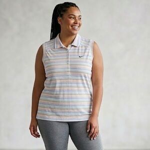 Nike Sleeveless Polo with Pastel Multi-Stripe